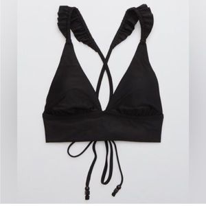 Aerie Ruffle Tie Long Line Bikini Top